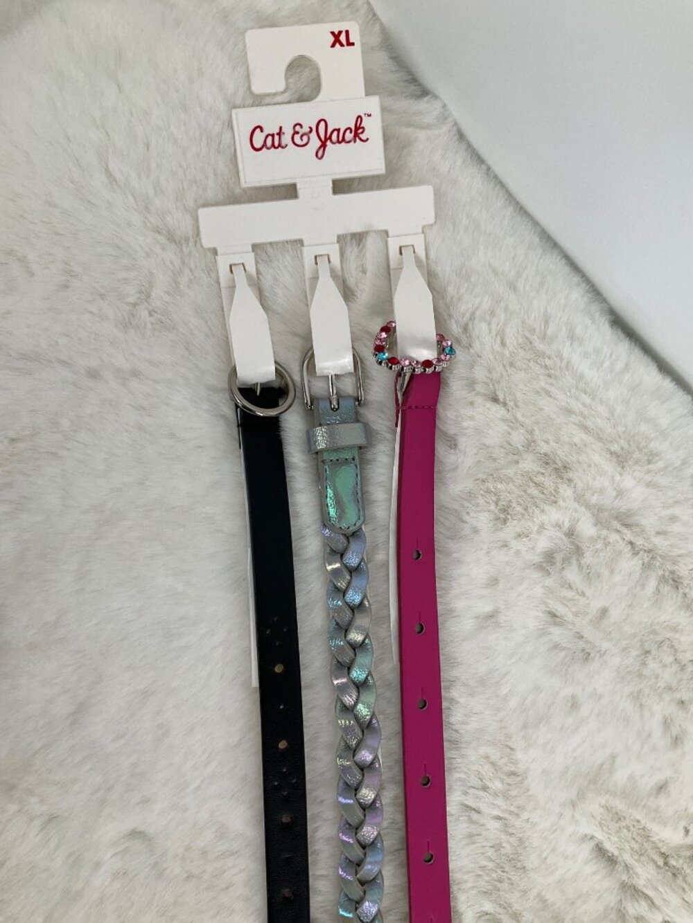 Cat & Jack size XL X-Large 3-piece Adjustable belt set, girl's Rainbow, pink